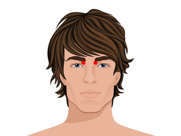 ಹುಬ್ಬು ಮತ್ತು ಮೂಗಿನ ನಡುವೆ ( Drilling bamboo (inner corner of eyes))